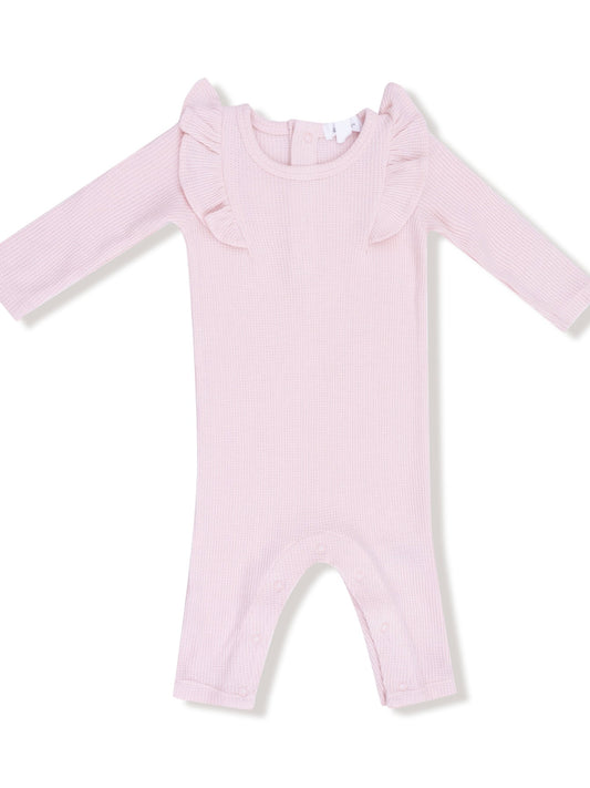 Veiled Pink L/S Ruffle Romper