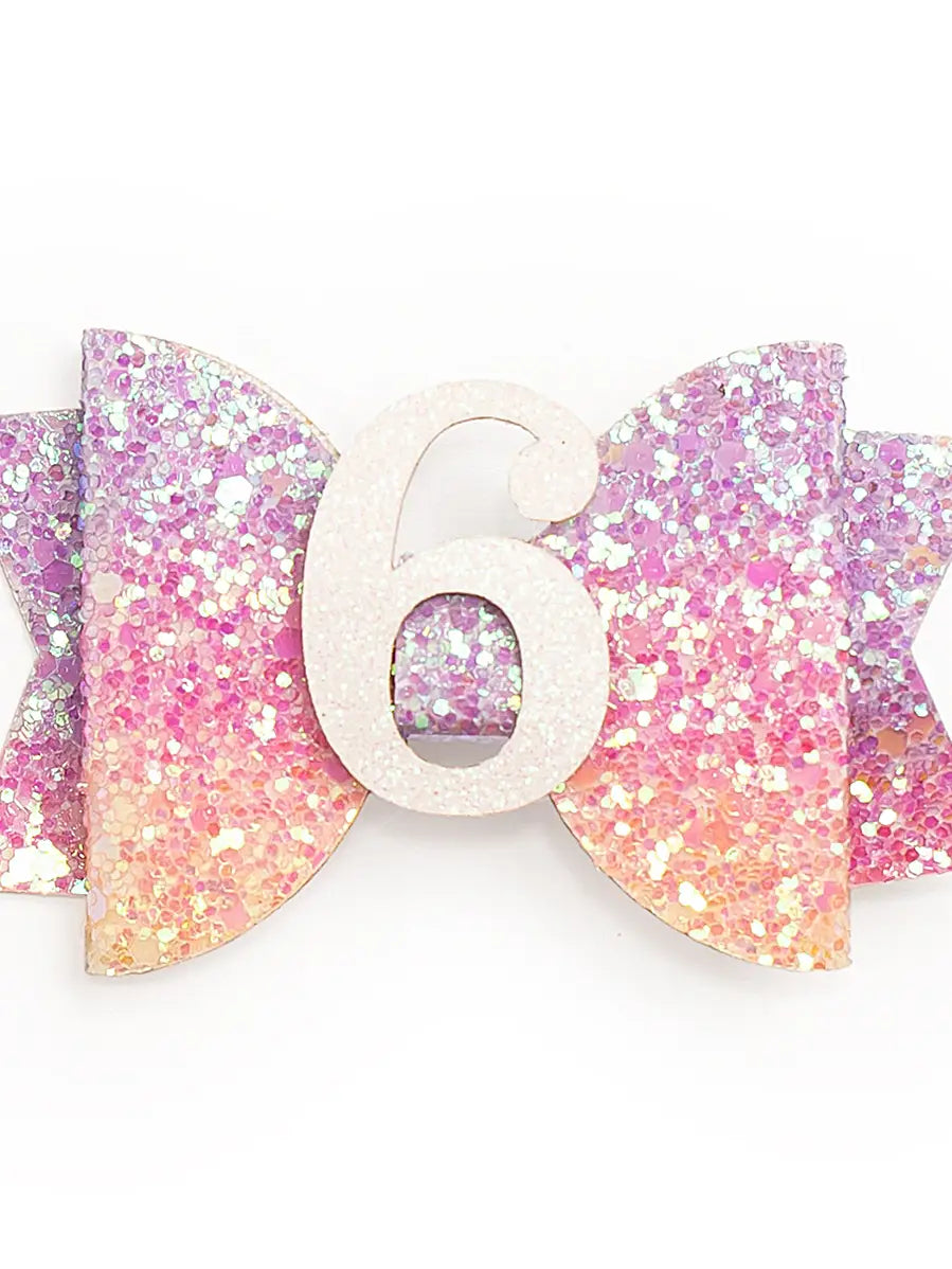 Birthday Number Pastel Rainbow Clip