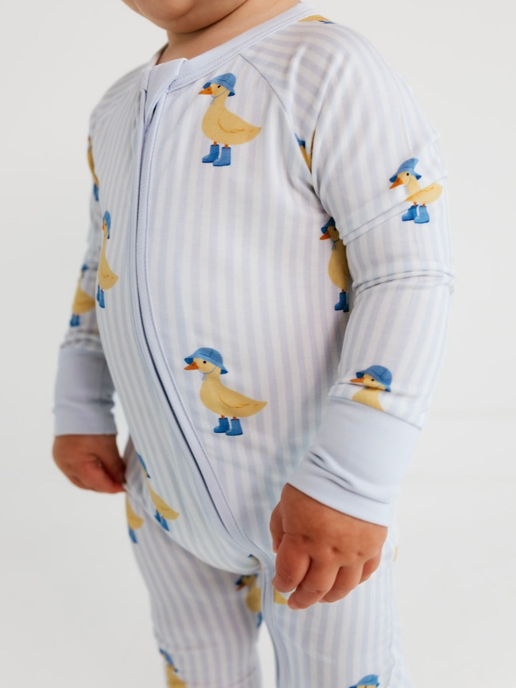 Striped Ducks Zipper Romper