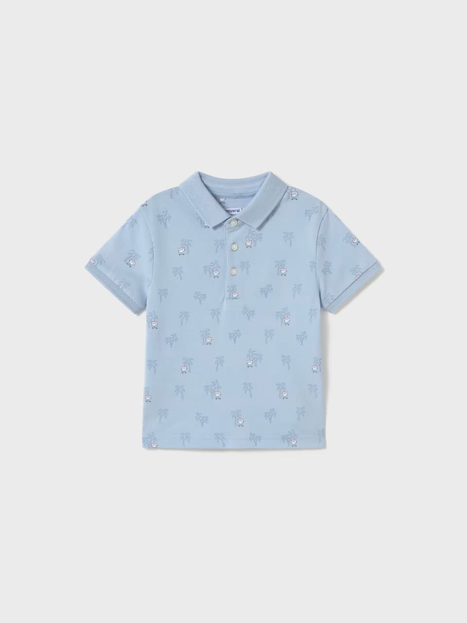 Short Sleeve Polo - Blue Palm Tree