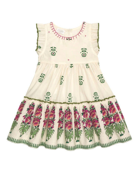 Block Print Dress - Ivory