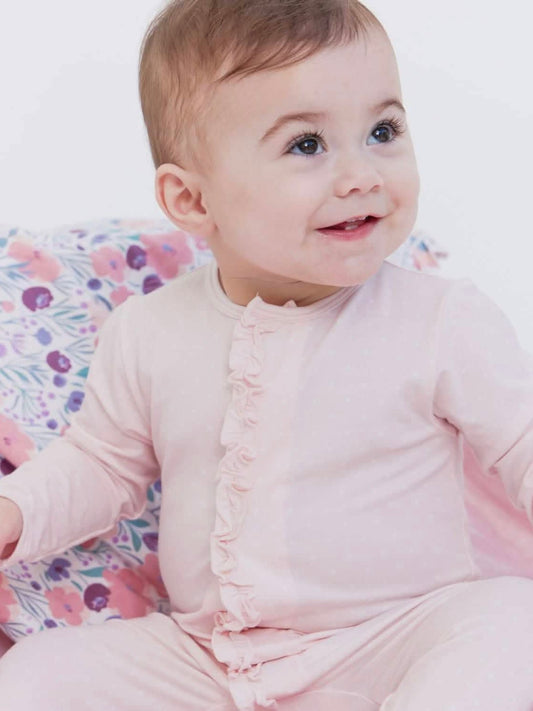 Ruffle Footie - Pink Dot