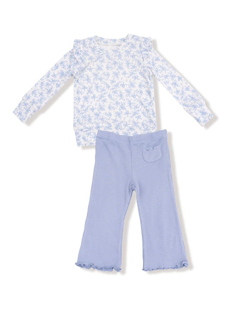 Ruffle Shoulder Shirt + Flare Pant Set - Romi Floral