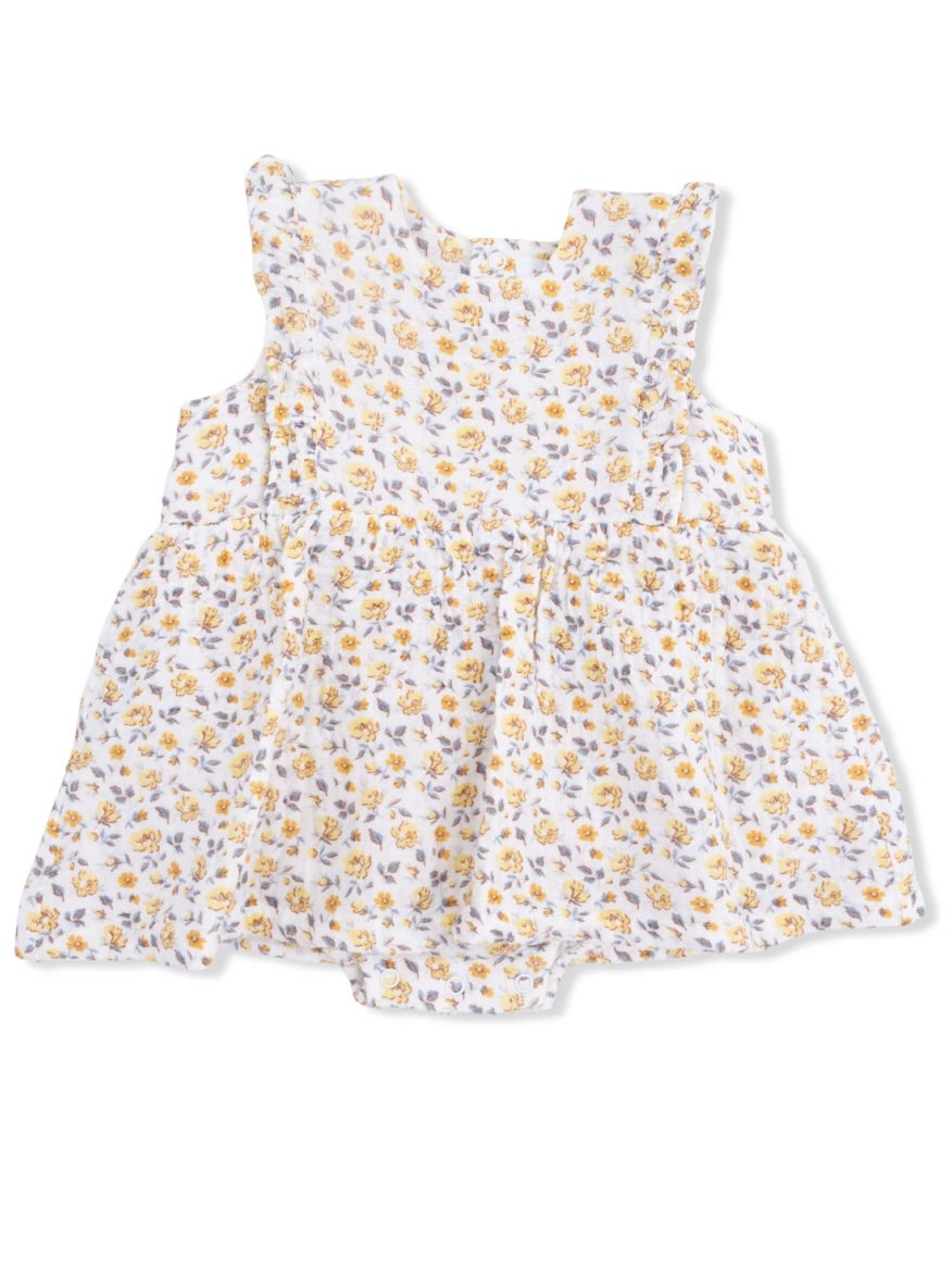 Yellow Country Roses Ruffle Bubble Dress