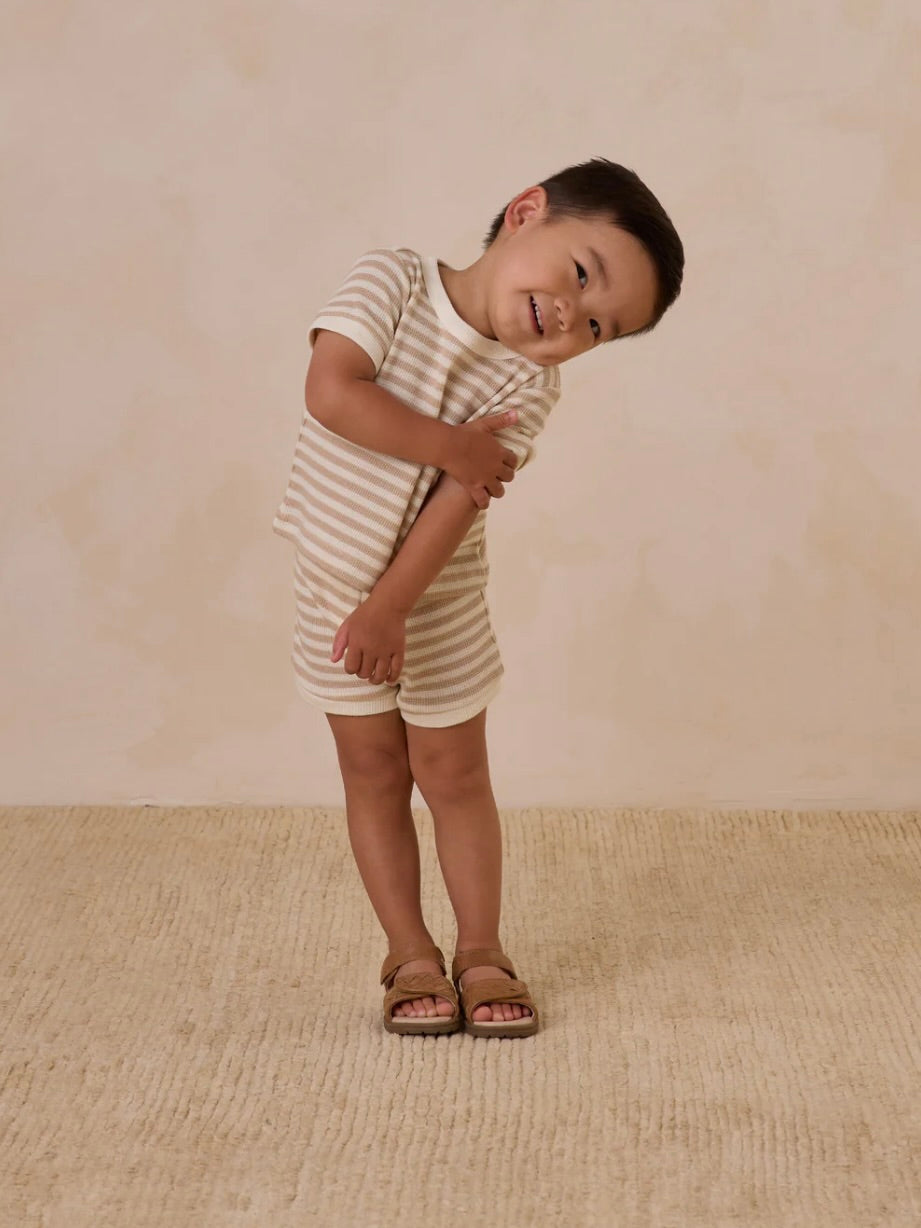 Oat Stripe Waffle Shortie Set