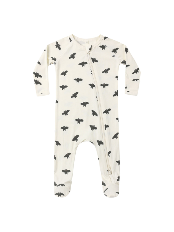 Ivory Bats Bamboo Zip Footie