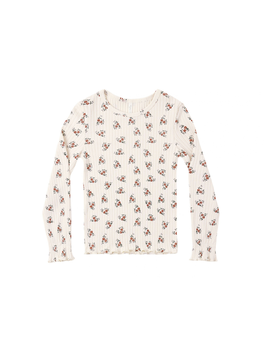 Natural Ruby Bloom Ribbed Long Sleeve Top