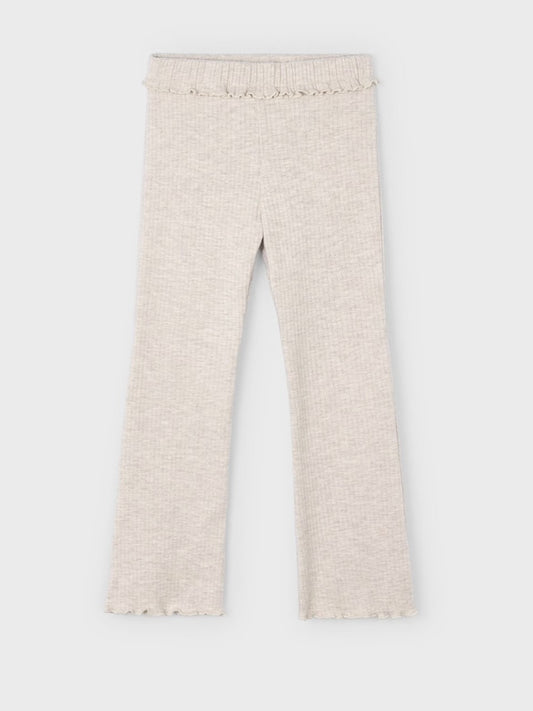 Rib Knit Flare Leggings - Cream/Tan