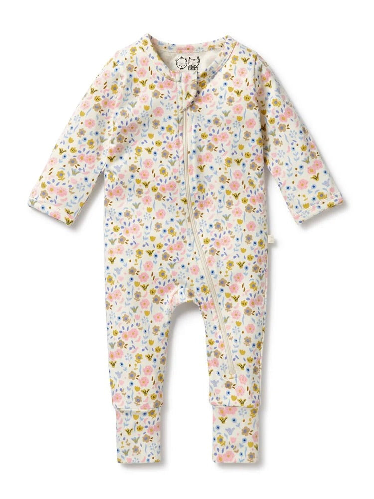 Organic Convertible Zipsuit - Ava Floral