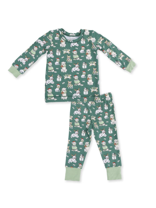 Green Christmas Dogs Loungewear Set