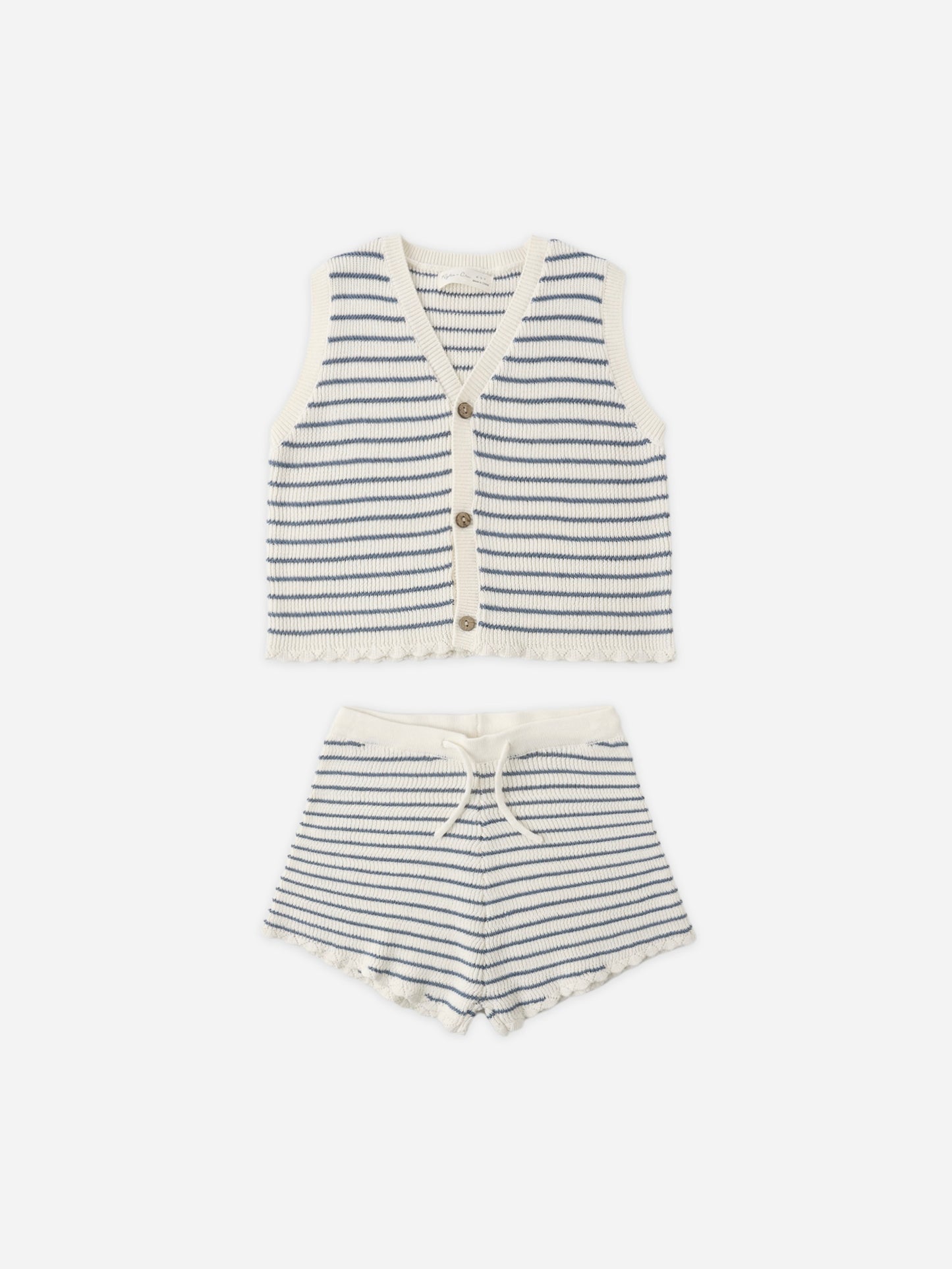 Marine Stripe Knit Vest Set