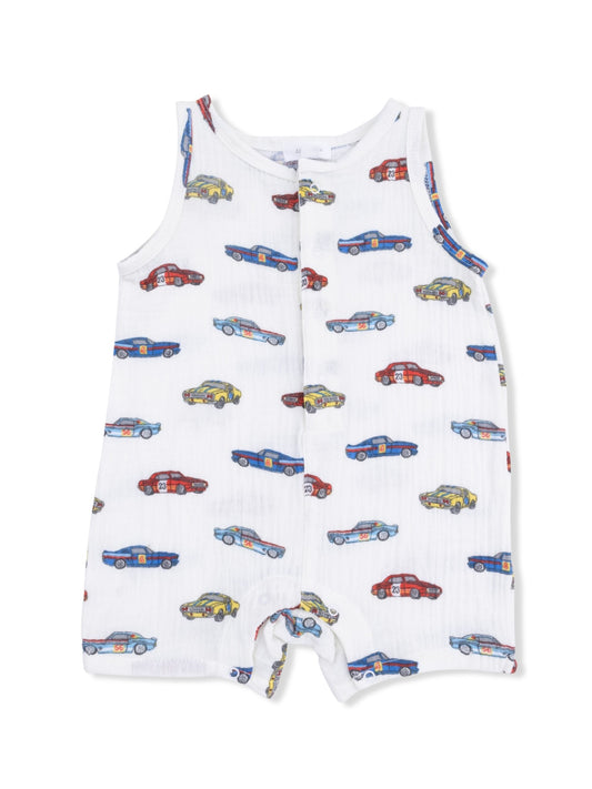 Race Cars Sleeveless Shortie Romper