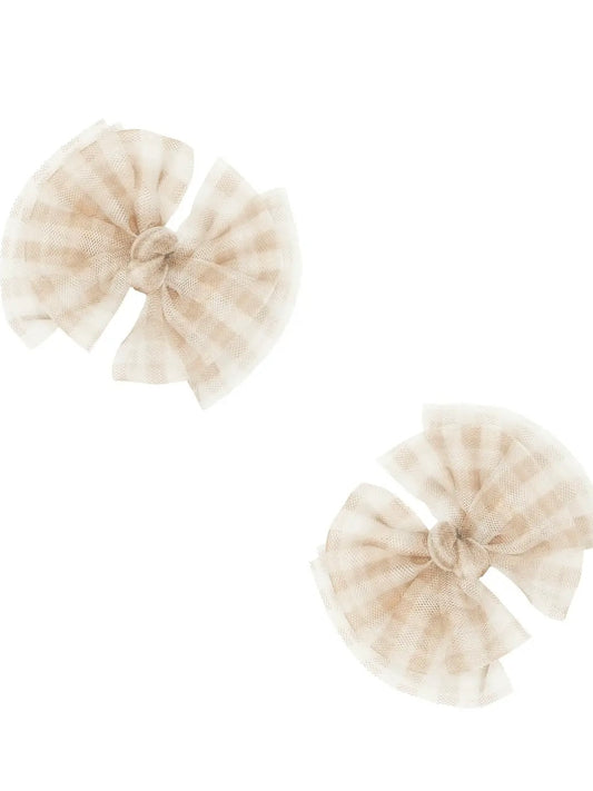 2-Pack Tulle Clips - Blush Gingham
