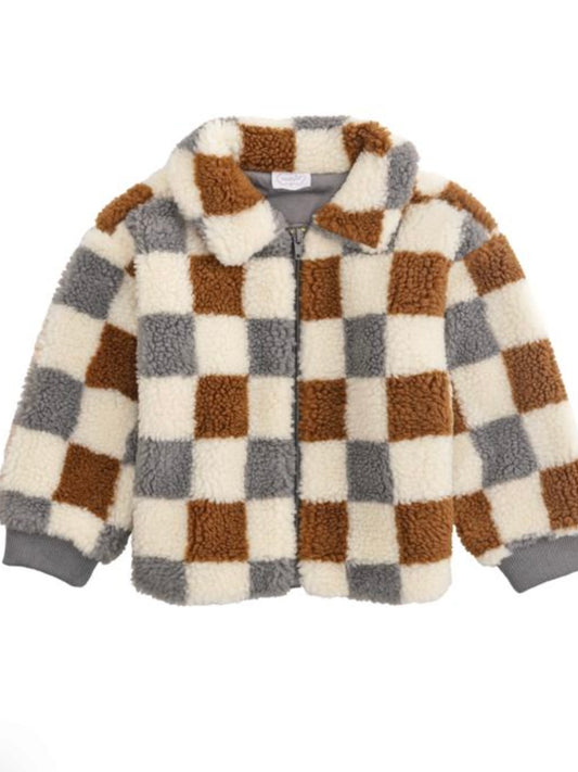 Natural Check Sherpa Jacket