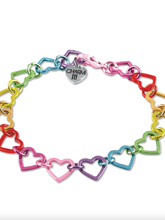 Charm It! Rainbow Heart Link Bracelet