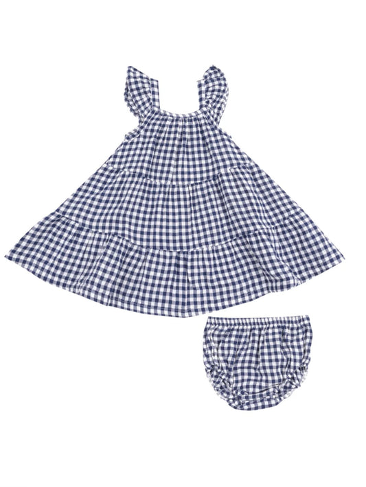 Navy Gingham Twirly Sundress