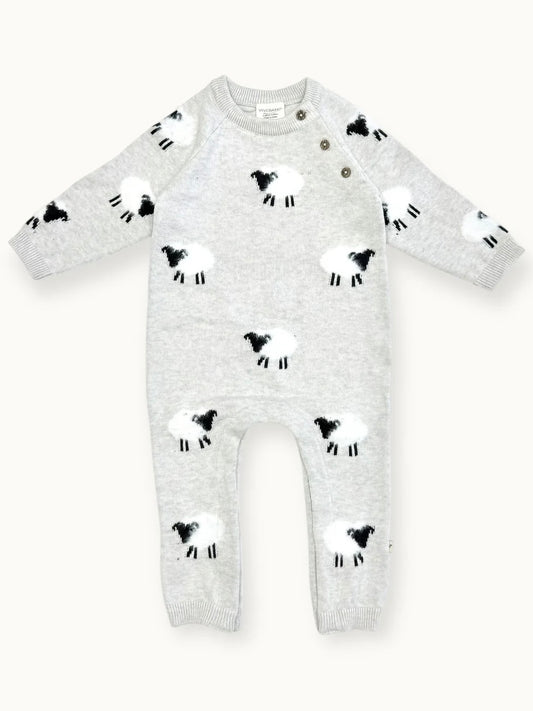 Sweater Knit Romper - Grey Sheep