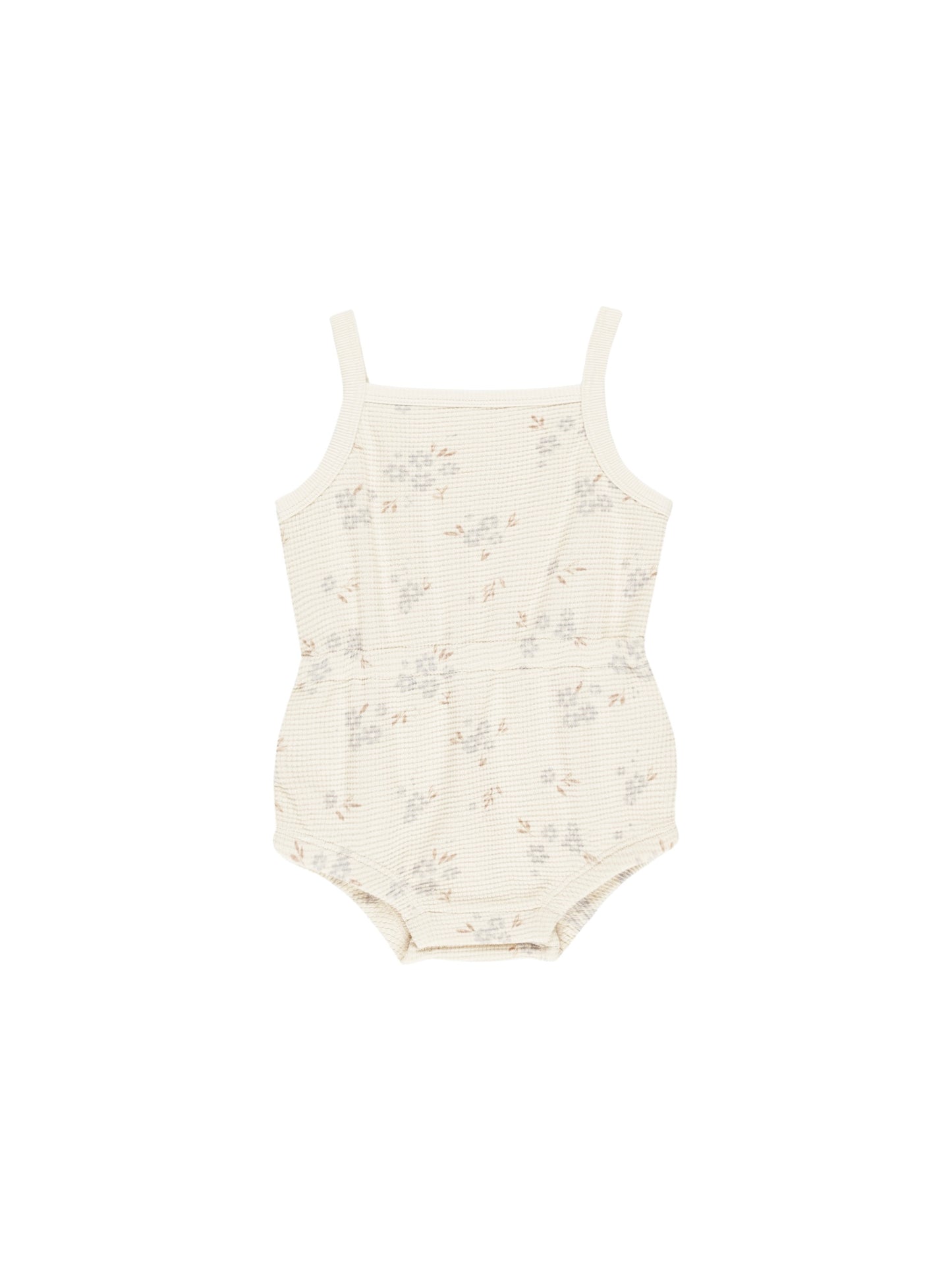 Blue Ditsy Waffle Cinch Romper