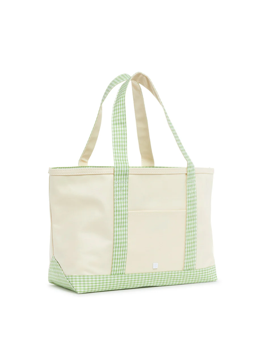 Tote w/ Gingham Trim- MULTIPLE COLORS