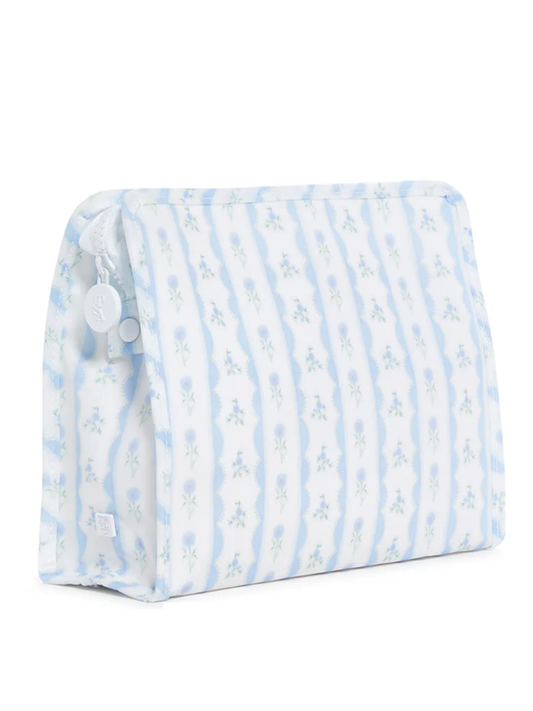 Ribbon Floral Blue Roadie Pouch - Large