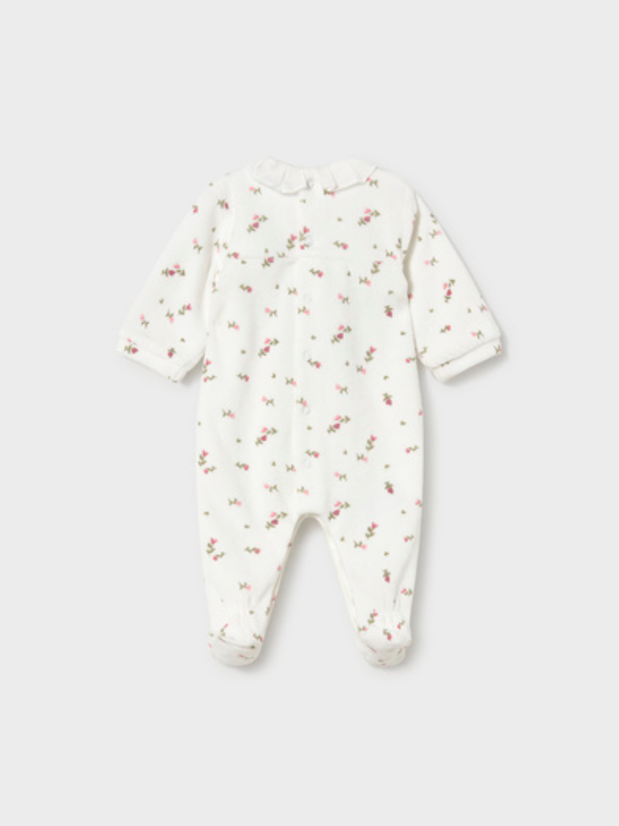 Cream Floral Velour Romper