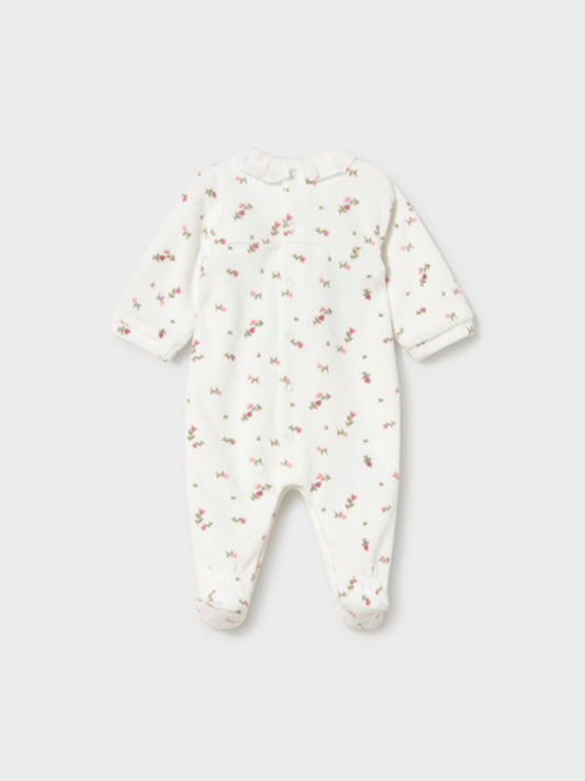 Cream Floral Velour Romper