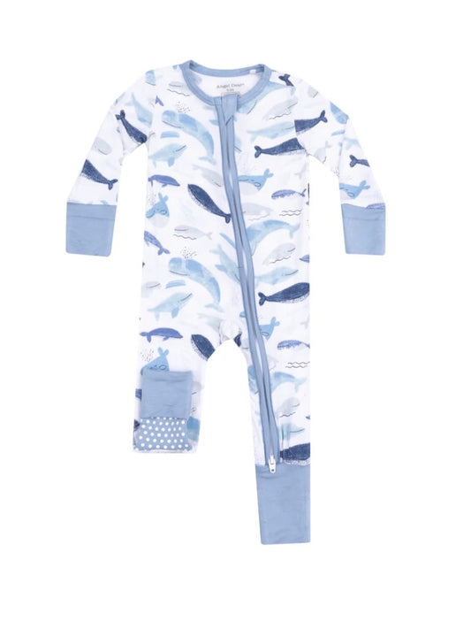 2-Way Zipper Romper - Blue Whales