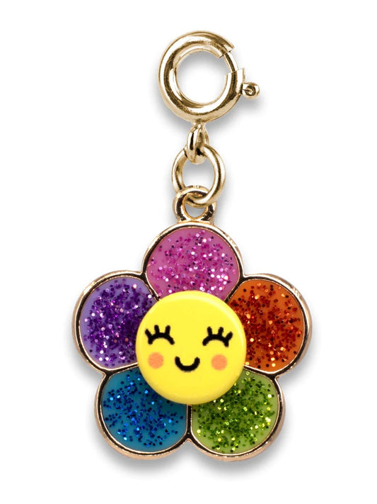 Charm It! Gold Glitter Happy Flower Charm