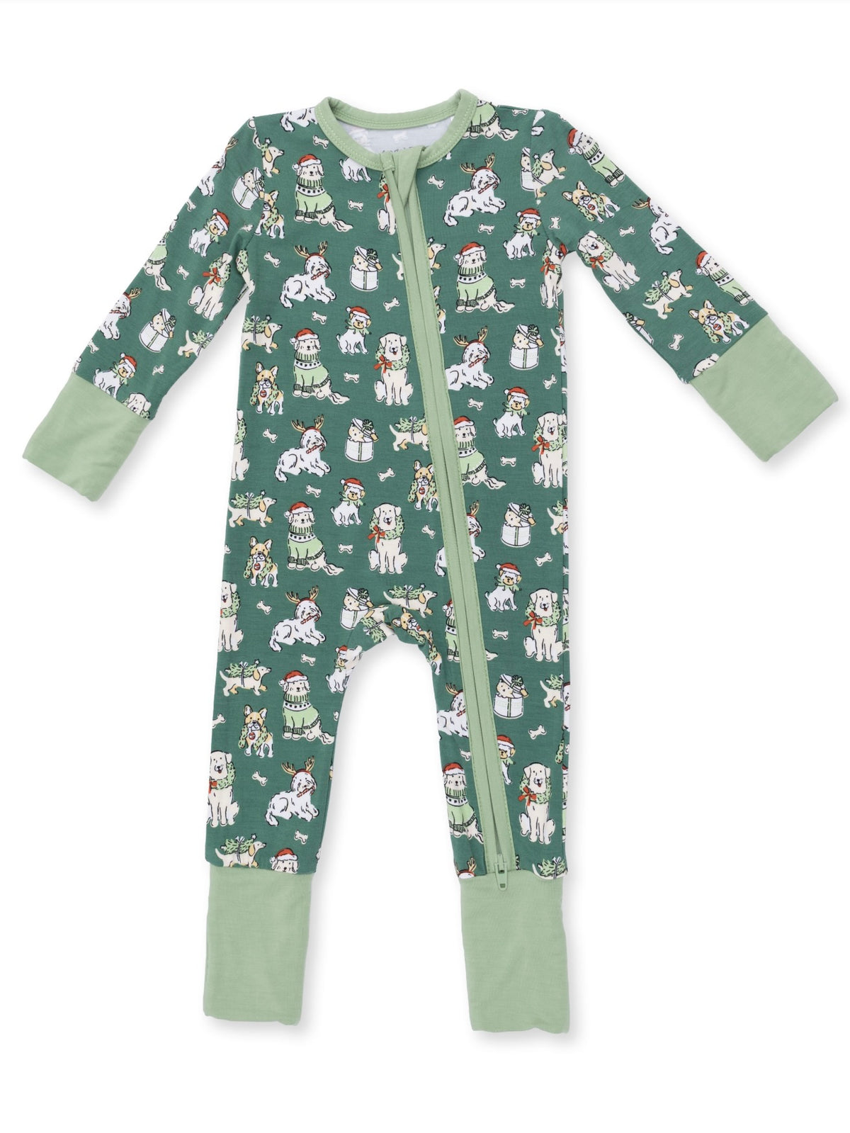 Green Christmas Dogs Convertible Romper