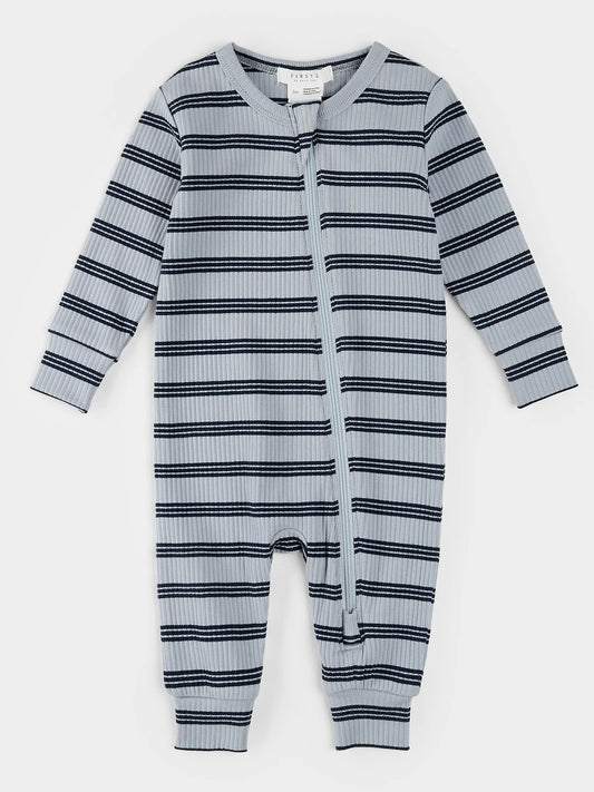 Modal Rib Romper - Blue Stripe