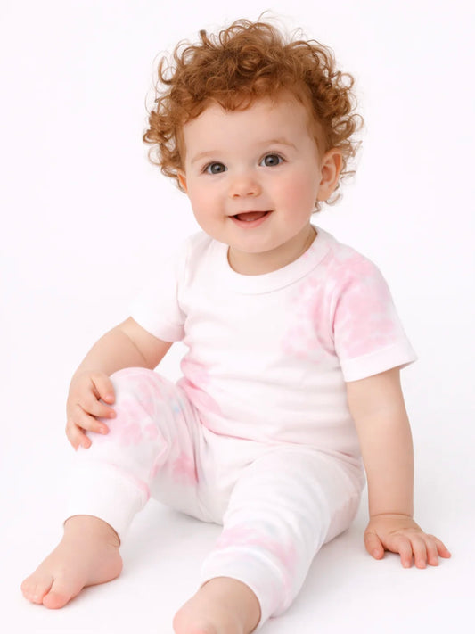 Tie Dye Ribbed Tee and Legging Sets- Pink