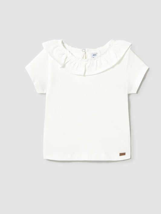Short Sleeve Ruffle Neck Top