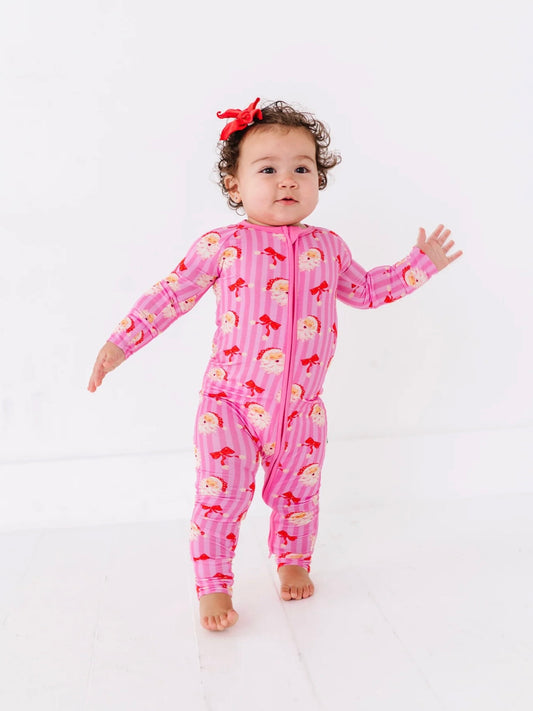 Stripe Santa Convertible Footie