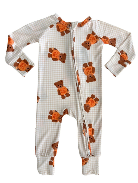 Gingham Little Boo Bear Zipper Romper