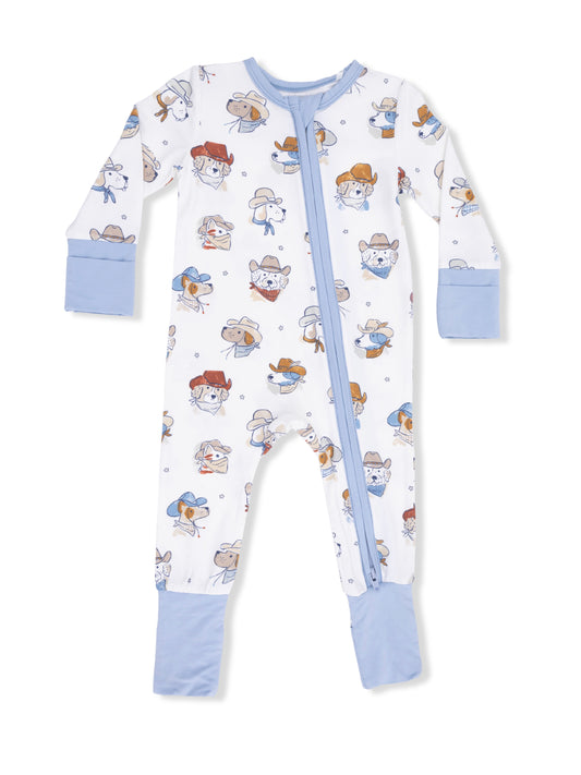 Blue Cowdogs Zipper Romper