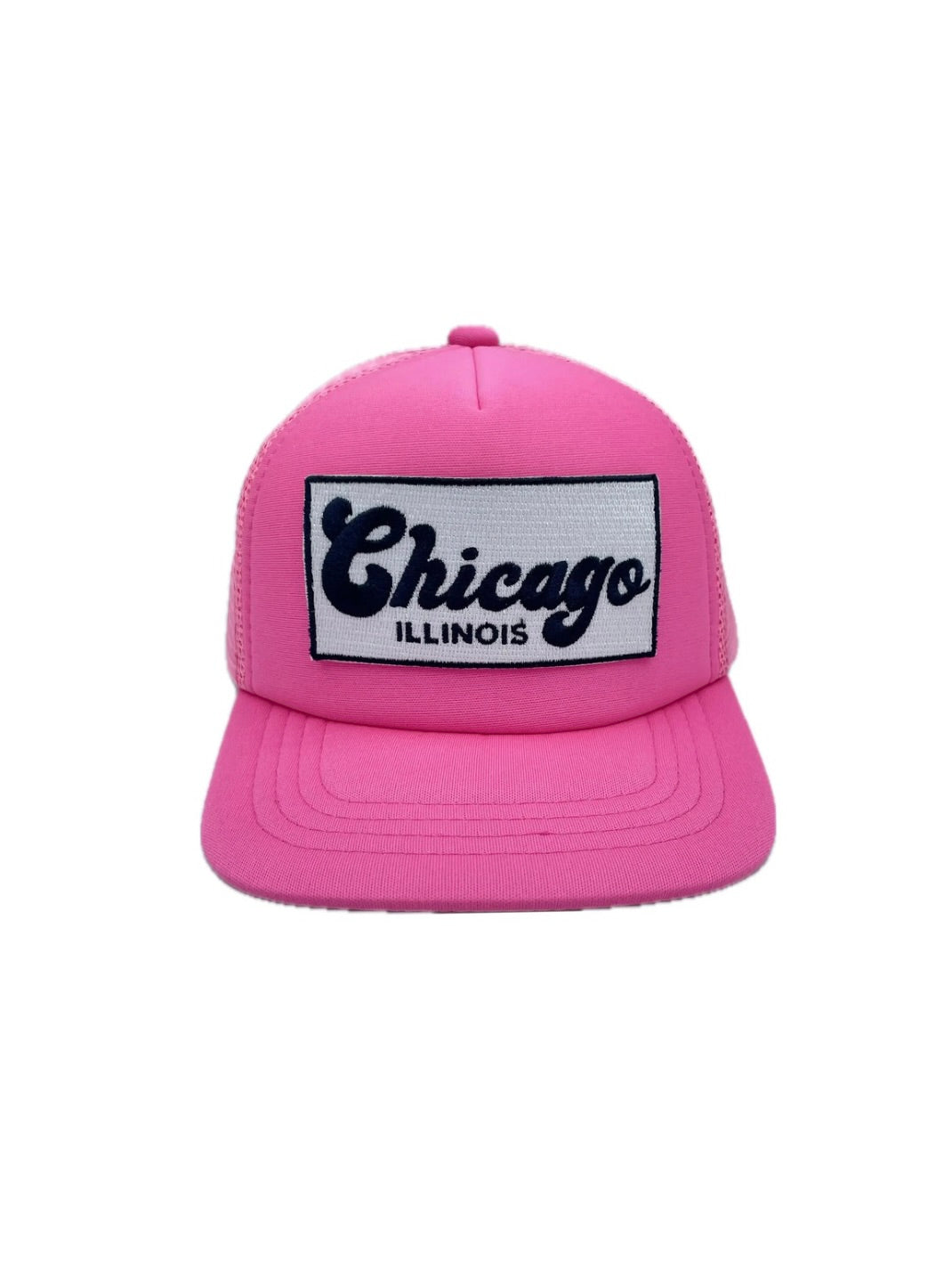 Chicago B&W Patch Trucker Hat - Hot Pink