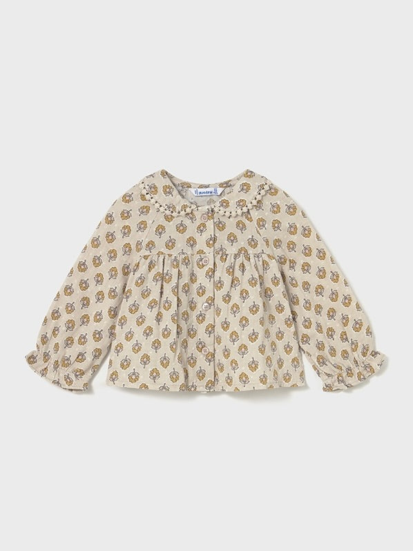 Collared Long Sleeve Top - Tan