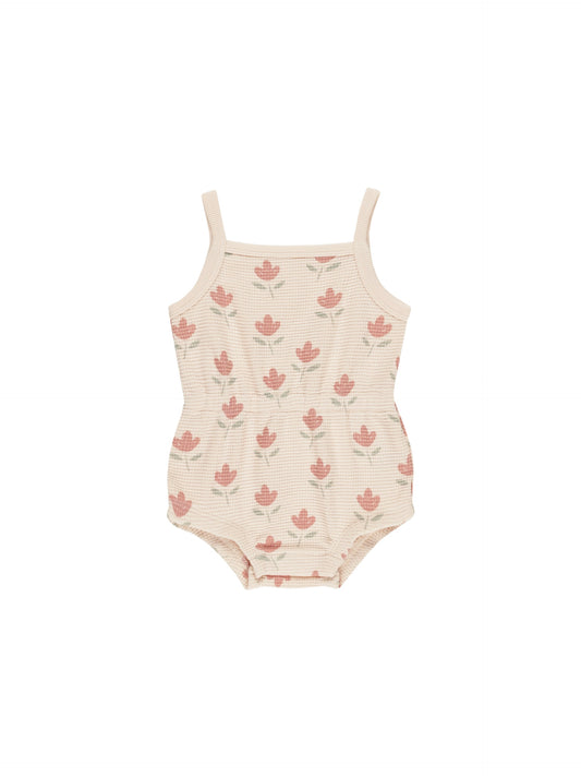 Tulips Waffle Cinch Romper