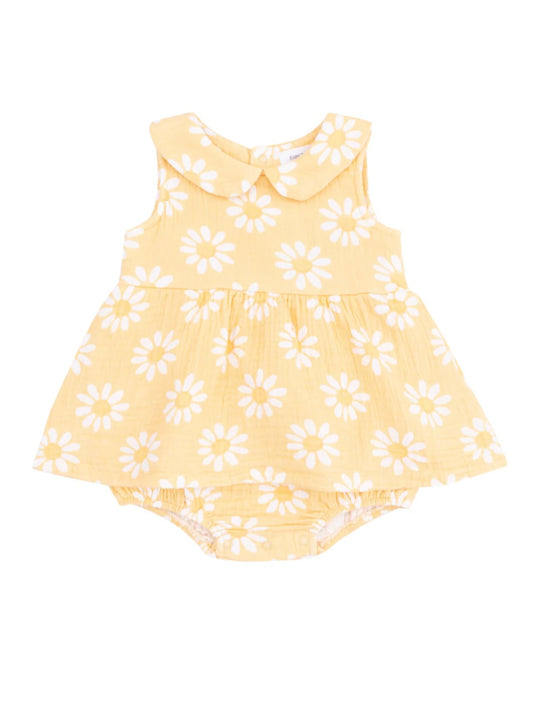 Yellow Mod Daisy Peter Pan Collar Bubble