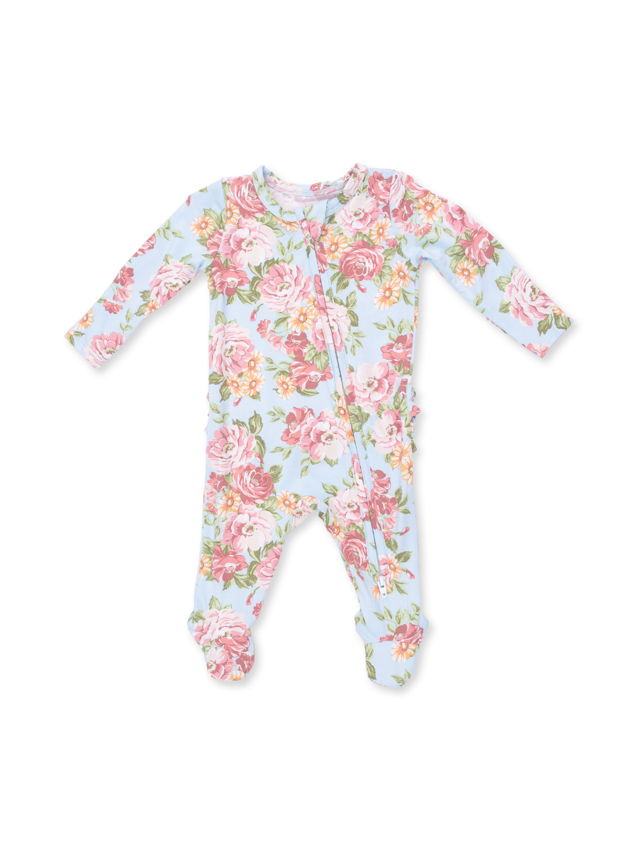 Angeline Floral Zipper Footie