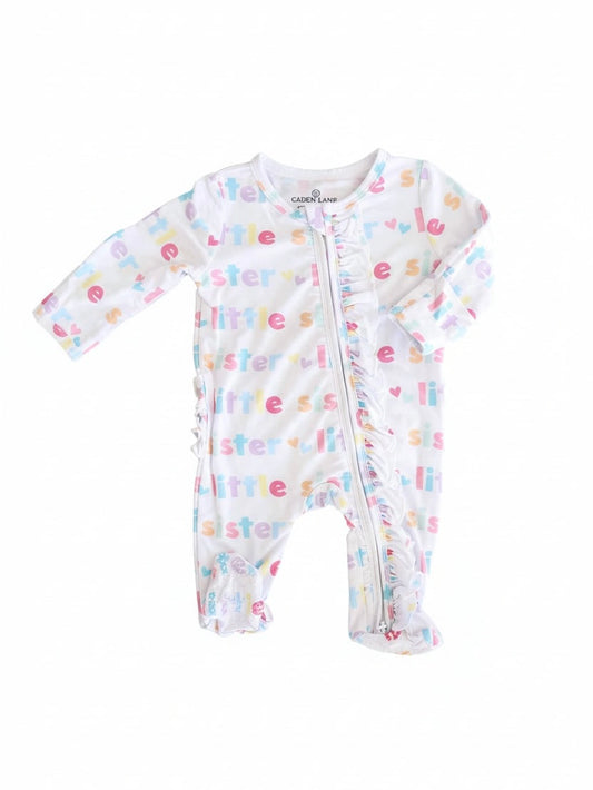Little Sister Ruffle Zipper Footie