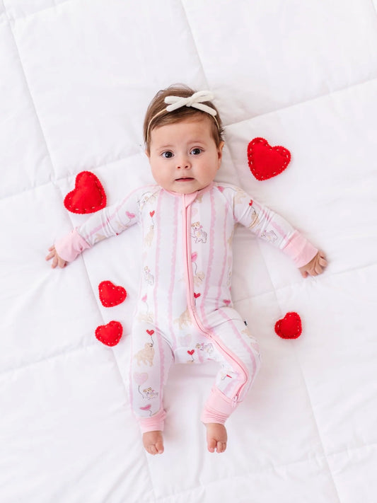 Pink Dogs Valentine Convertible Footie