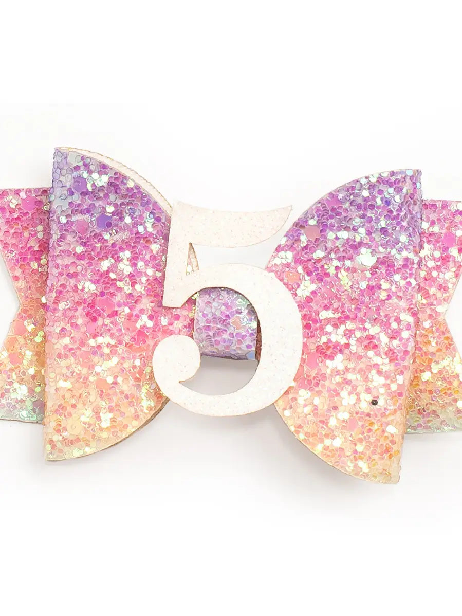 Birthday Number Pastel Rainbow Clip