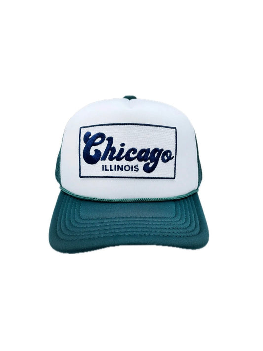 Chicago B&W Patch Trucker Hat - Forest Green