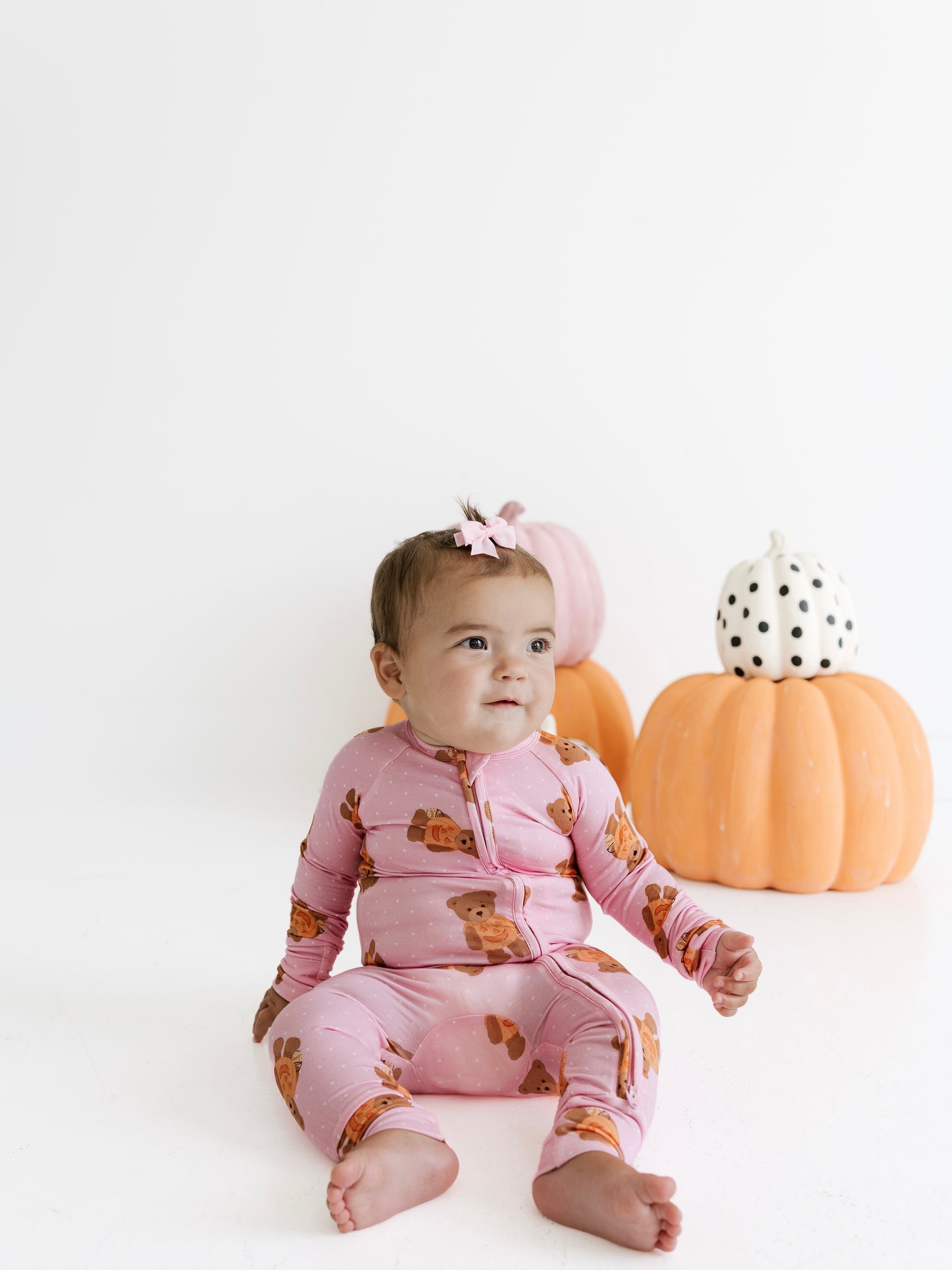 Polka Dot Little Boo Bear Zipper Romper