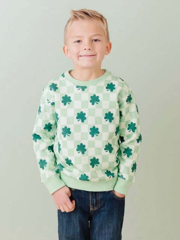 Shamrock Checkered Sweatshirt - Sage