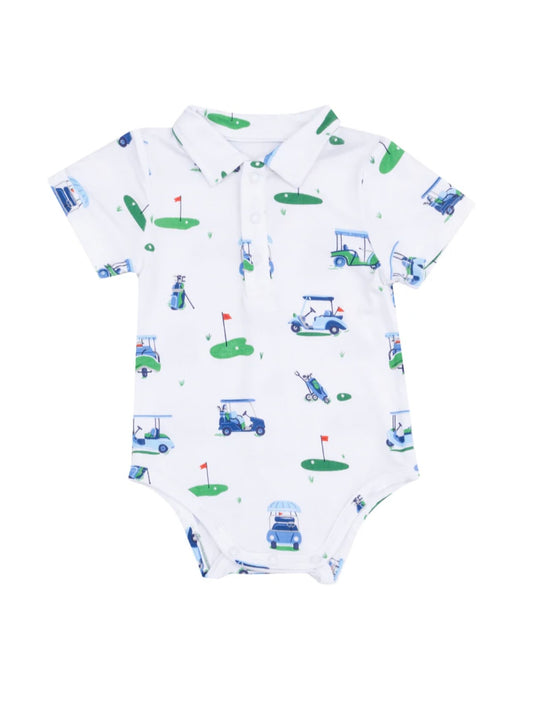 Polo Bodysuit - Vintage Golf Carts Blue