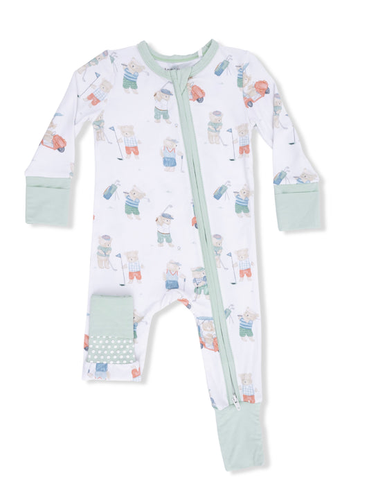 Golfing Teddy Bears Zipper Romper