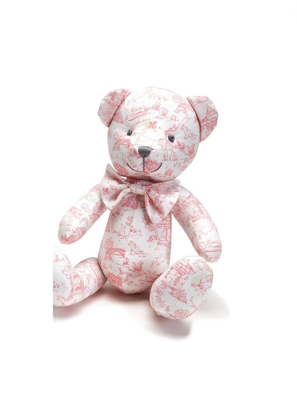 Toile Stuffed Teddy Bear - Pink