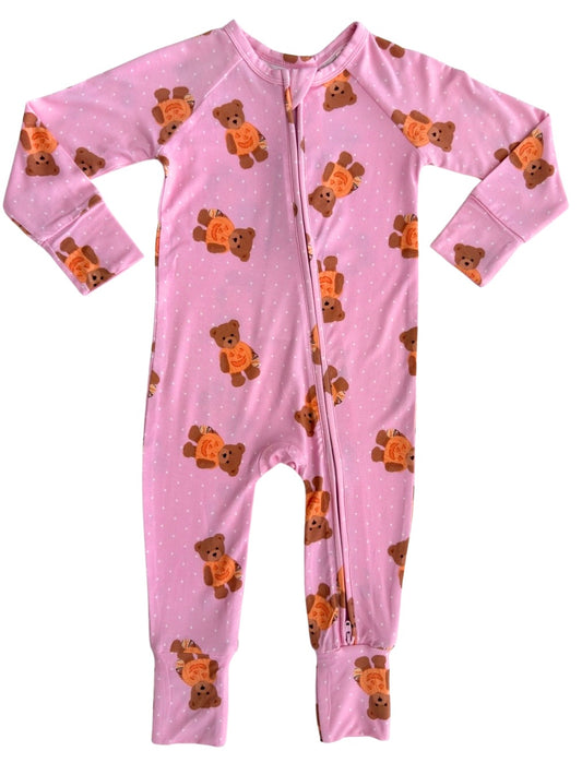 Polka Dot Little Boo Bear Zipper Romper